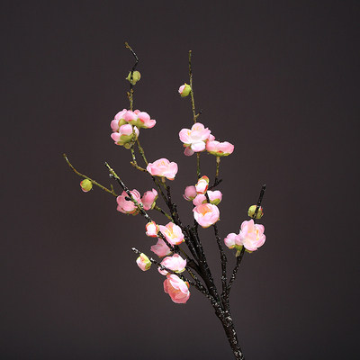 单支仿真梅花树枝腊梅假花绢花新中式禅意客厅摆件
