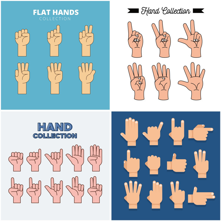 a0588人物手势动作点赞数字手语标志表情手指设计素材