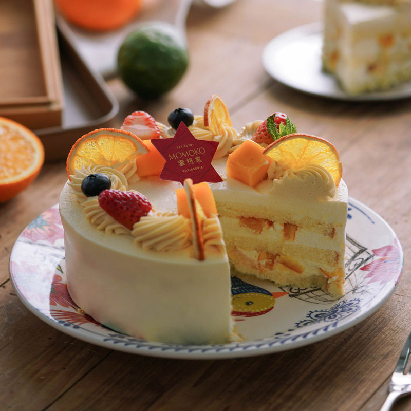 momoko蜜桃家柑橘生日蛋糕成都同城配送下午茶聚会动物新鲜生日蛋糕