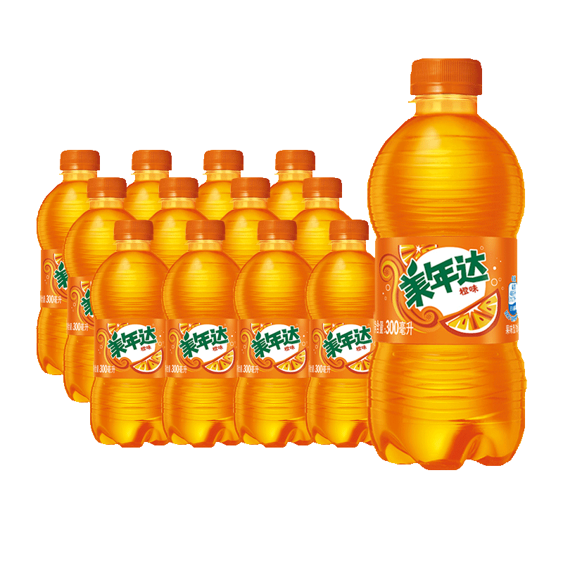 美年达橙味汽水碳酸饮料饮品300ml迷你小瓶整箱碳酸饮料
