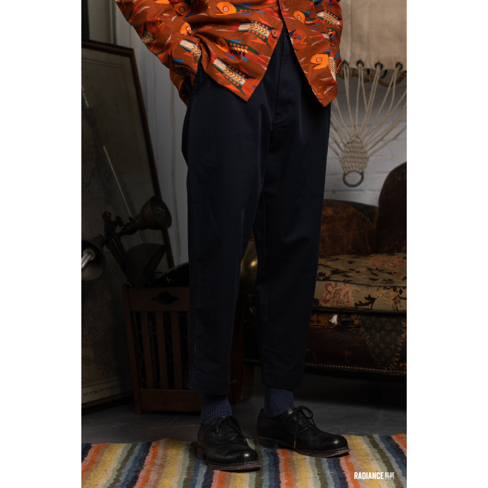 porterclassic秋冬新品斜纹面料微锥宽松卡其裤男休闲裤