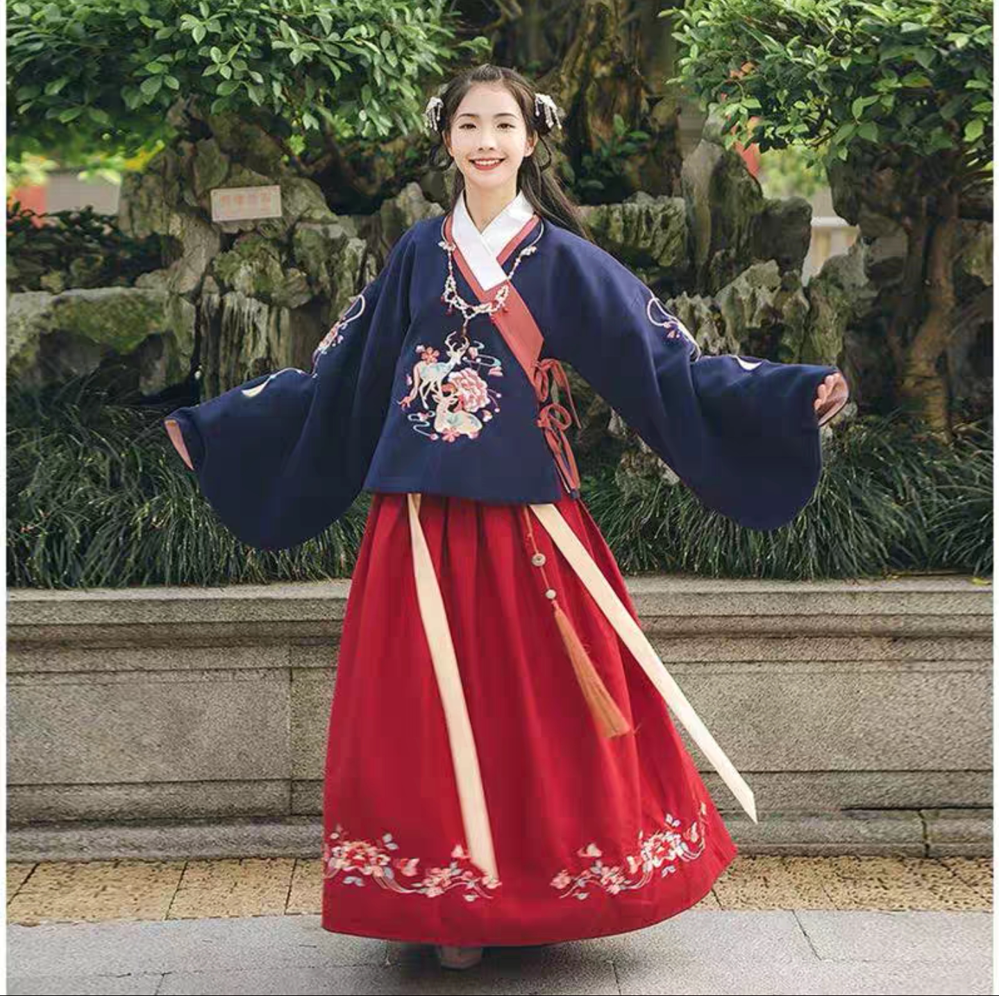 灵鹿汉服传统中国国风复古女装交领日常春秋冬季汉服