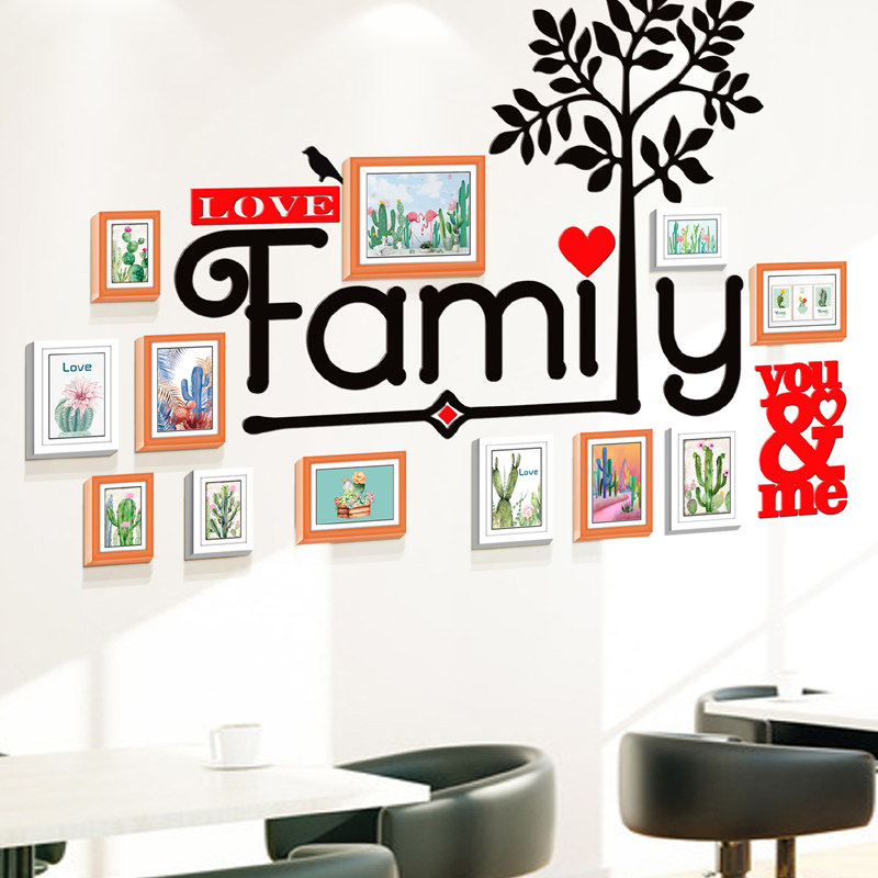 照片框挂墙个性创意family简约客厅沙发背景相框亚克力照片墙装饰