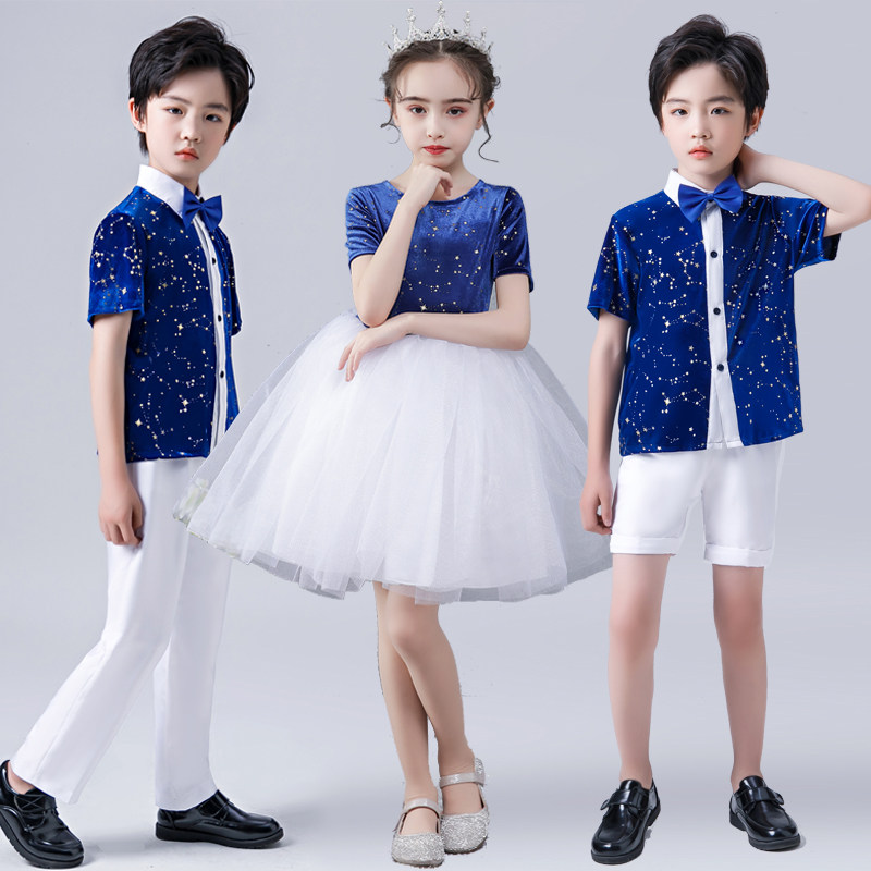 新款中小学生大合唱表演服装六一儿童节诗朗诵舞台演出礼服民族服装