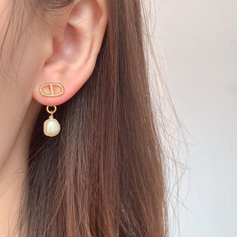 奥米迪奥cd异形珍珠星星不对称耳钉前后两戴耳饰耳钉