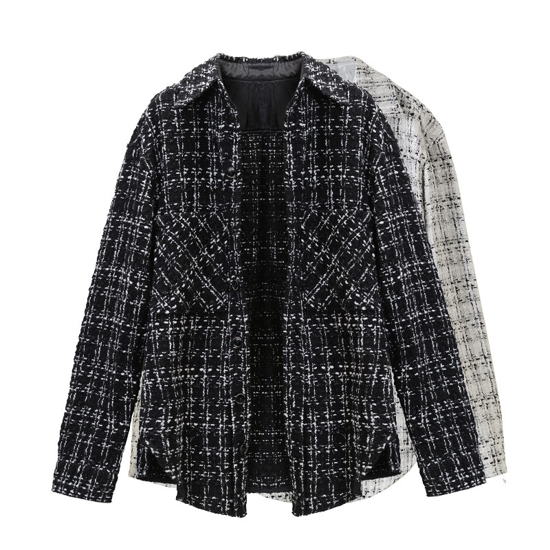 aolinps潮牌 小香银线编织格子风衬衫外套男宽松衬衫情侣长袖衬衣