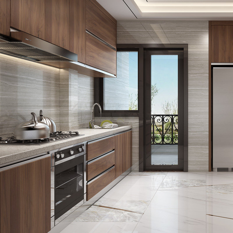 合家北美胡桃木整体橱柜实木开放式北欧厨房高端吊柜其它柜类