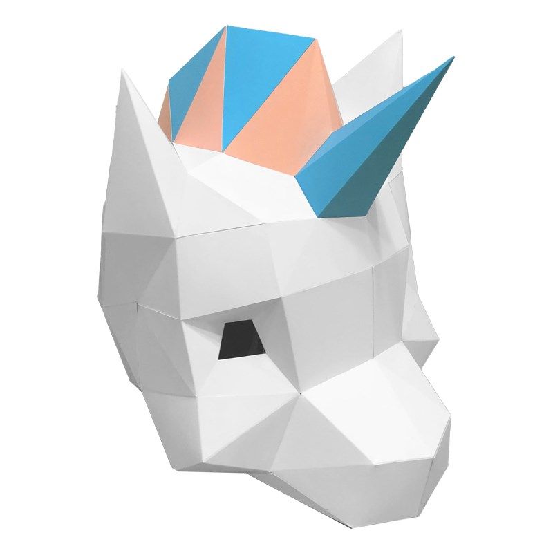 万圣节独角可爱动物纸模头套成人手工面具