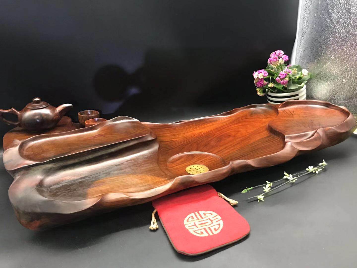 老挝大红酸枝跤趾黄檀经典老红红木随行茶盘根雕