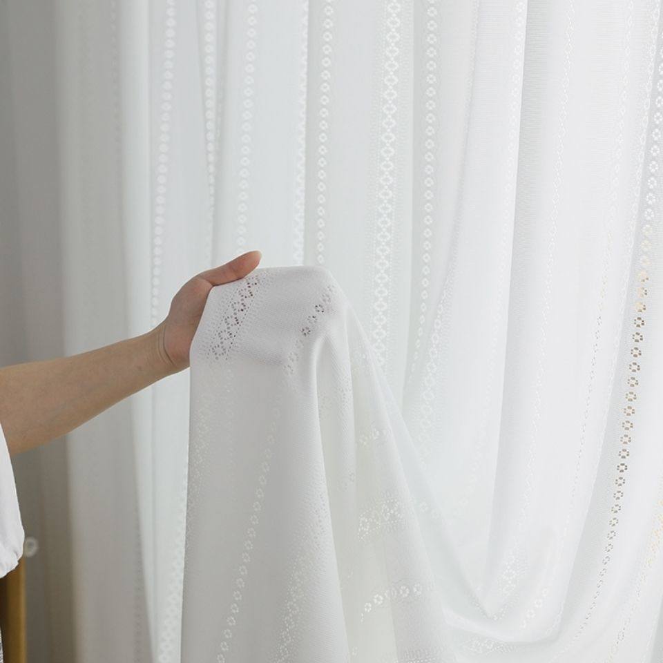 日式窗帘纱帘透光不透客厅窗纱白沙阳台遮光桌布