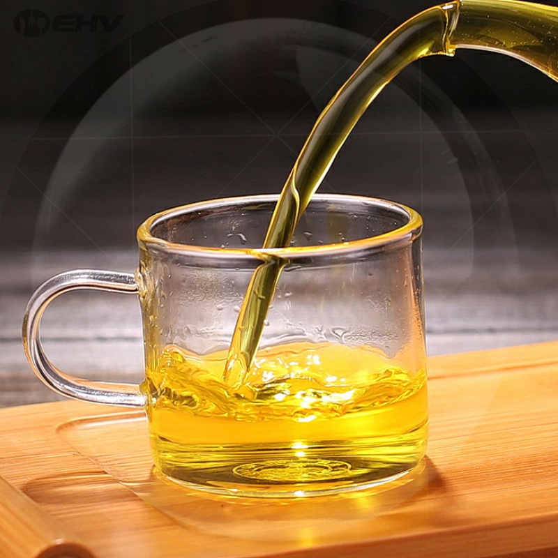 4只装高硼硅直身杯功夫功夫茶茶具玻璃手柄茶杯玻璃杯