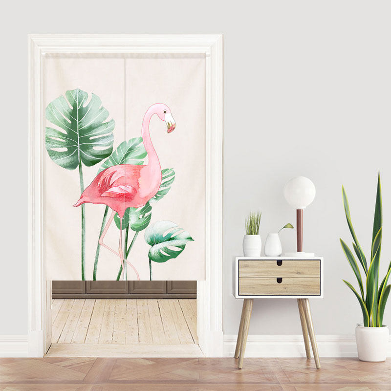 北欧绿植布艺门帘家用卧室隔断厨房门帘