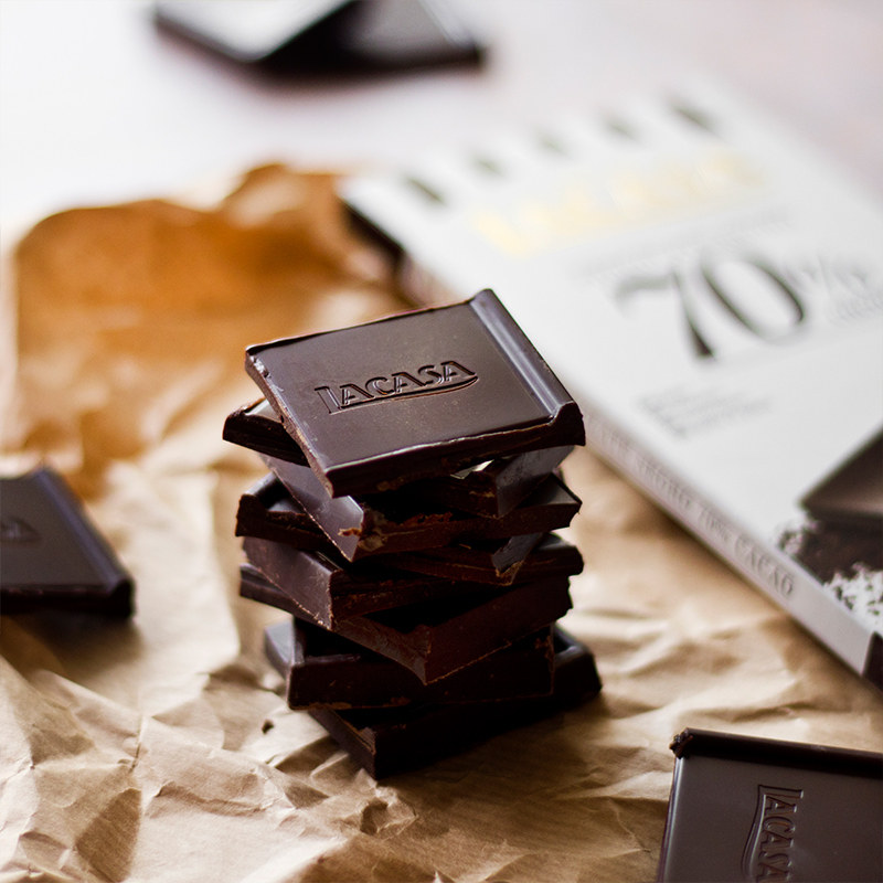 4块装lacasa乐卡卡莎巧克巧克力力排100g进口健身黑巧克力