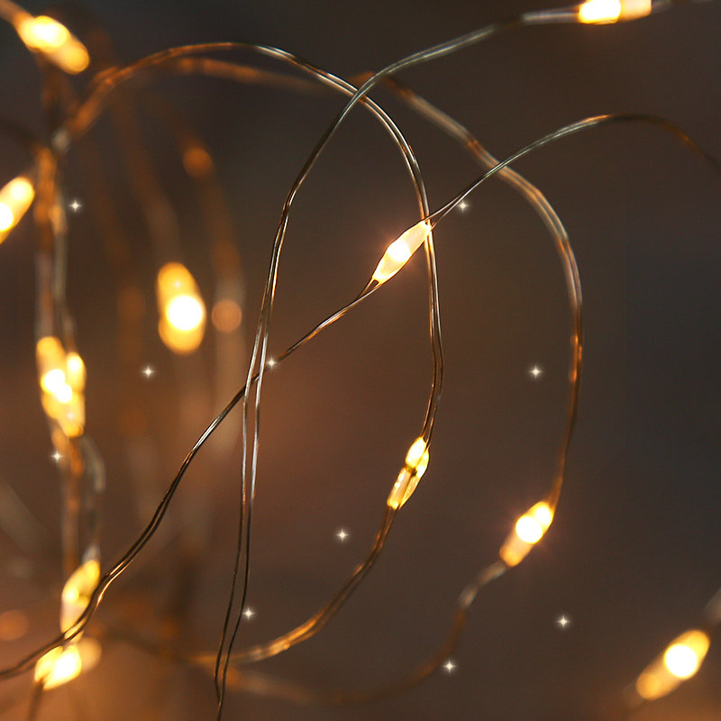 生日装饰装饰布布置led纽扣电池铜线小串灯彩装饰灯