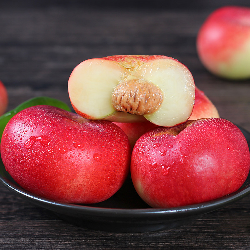 现摘陕西纽扣油蟠桃2斤新鲜水果包邮