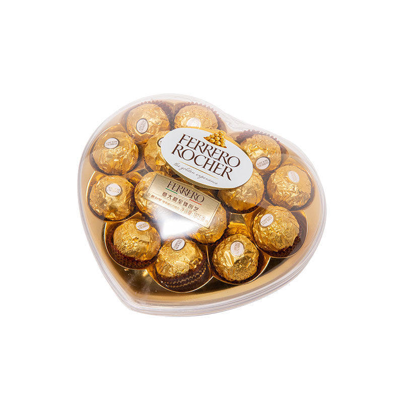费列罗金球榛果威化巧克力15粒心形礼盒情人女友夹心巧克力