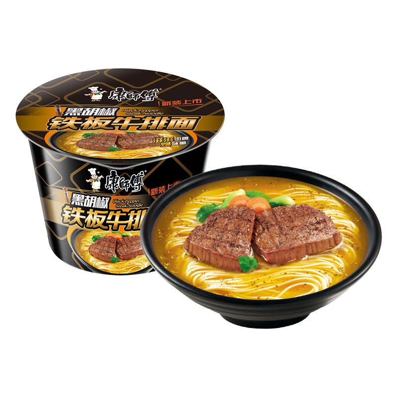 康师傅方便面黑胡椒铁板牛排面108g*12桶装整箱速食方便泡面夜宵