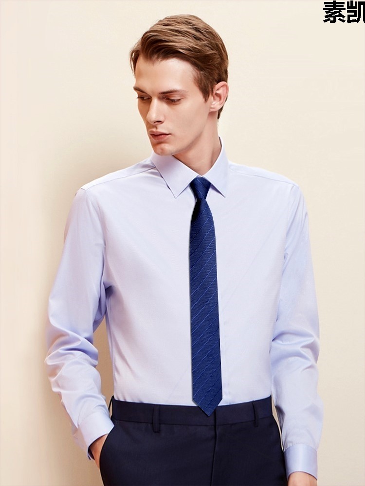 领带男正男士商务蓝色条纹手打懒人西装衬衫领带