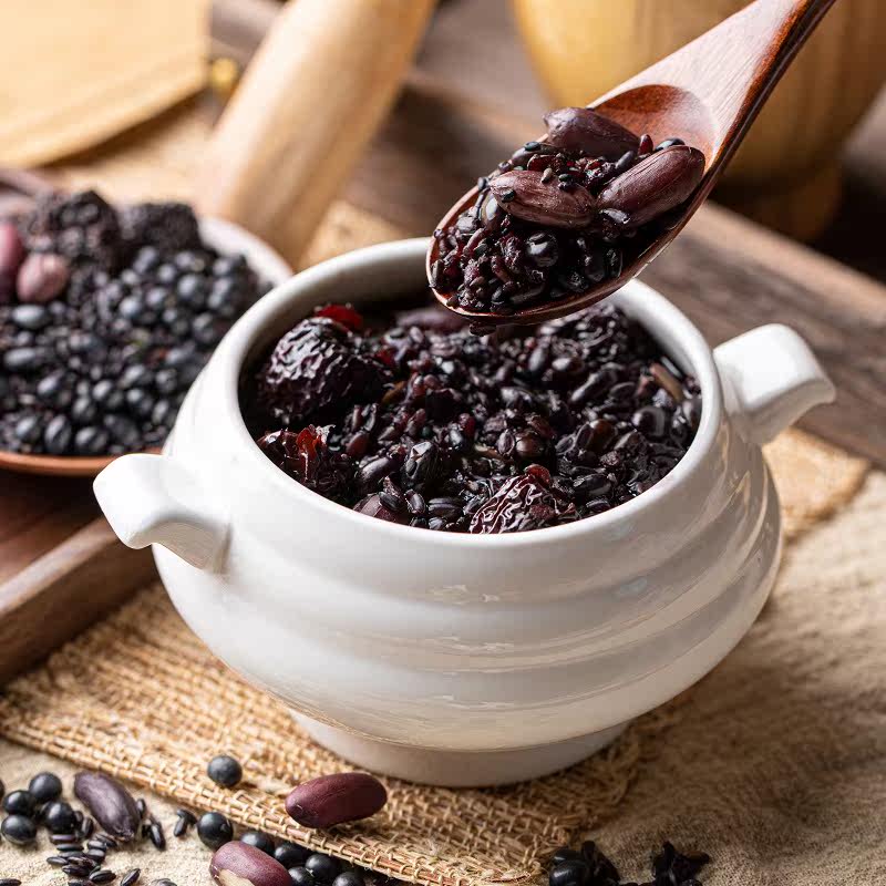 靓汤厨房五黑水黑芝麻黑米杂粮粥独立包装黑豆黑枣好气色乌发养颜