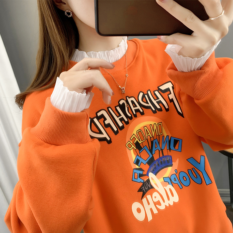 半高领卫衣女加绒2022新款秋冬季套头上衣宽松韩版百搭外套ins潮