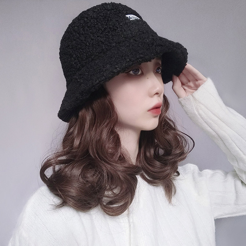 假发帽子一体时尚秋冬网红渔夫短卷发韩版潮盆帽帽子