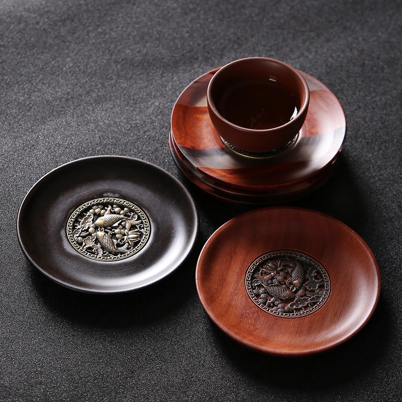 杯垫实木茶垫创意松木树脂水墨印记杯托隔热茶道
