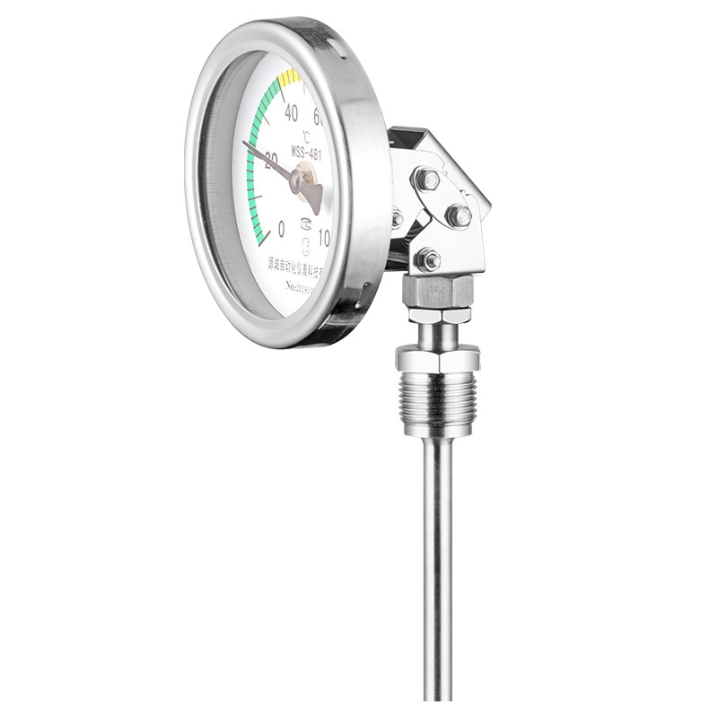 高精度高温定制工业数显远传不锈钢万向双金属温度计wss481底座