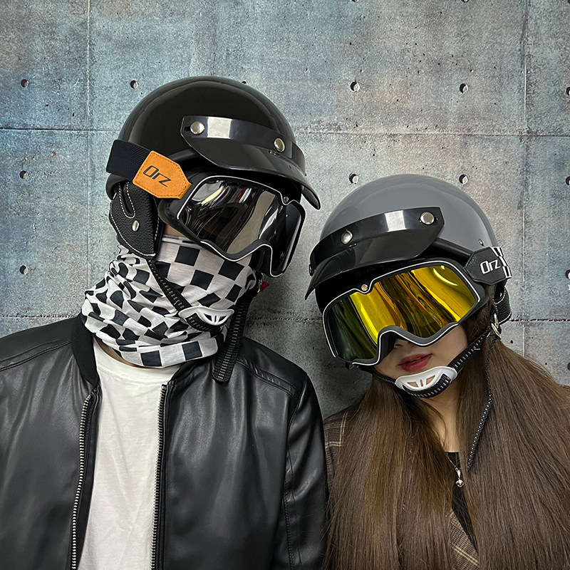 哈雷瓢盔情侣夏情侣乳白色60s网红复古踏板车cm300摩托车头盔