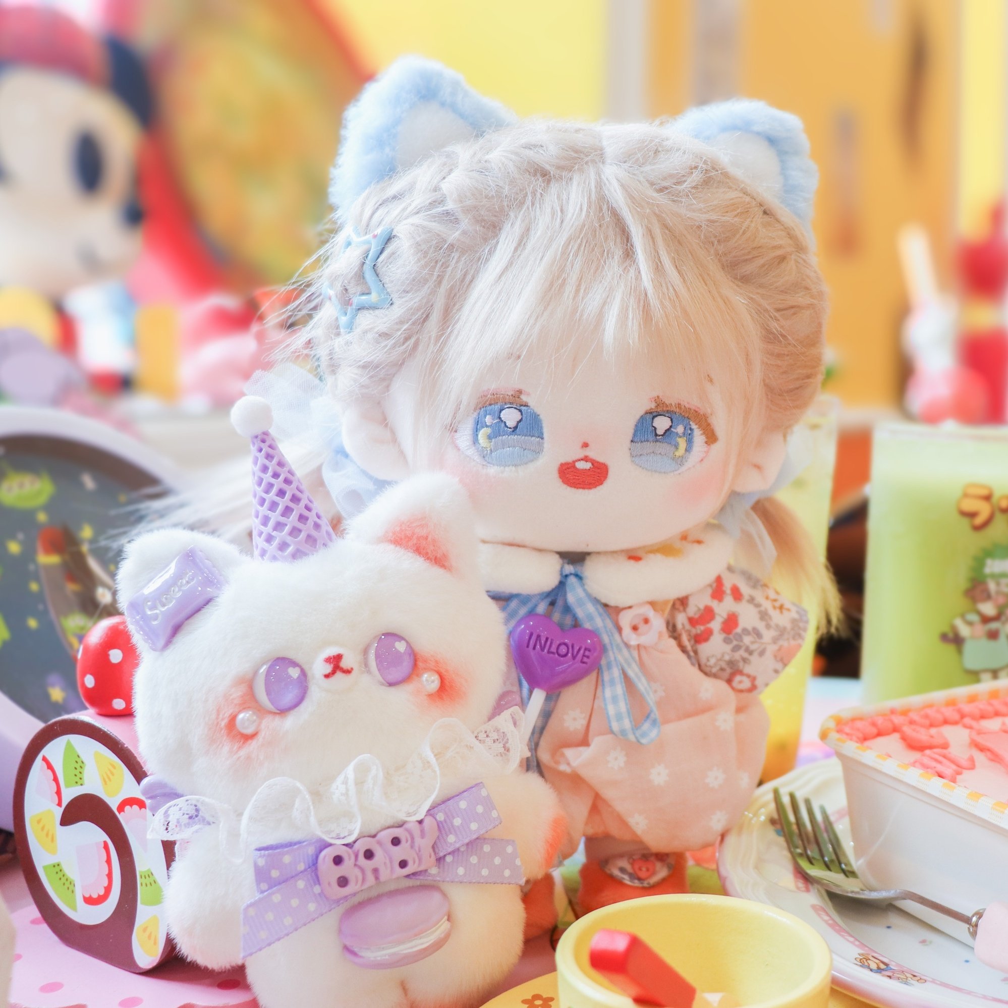 棉花娃娃20cm可爱妮可喵喵属性原创设计炸毛棉花娃娃