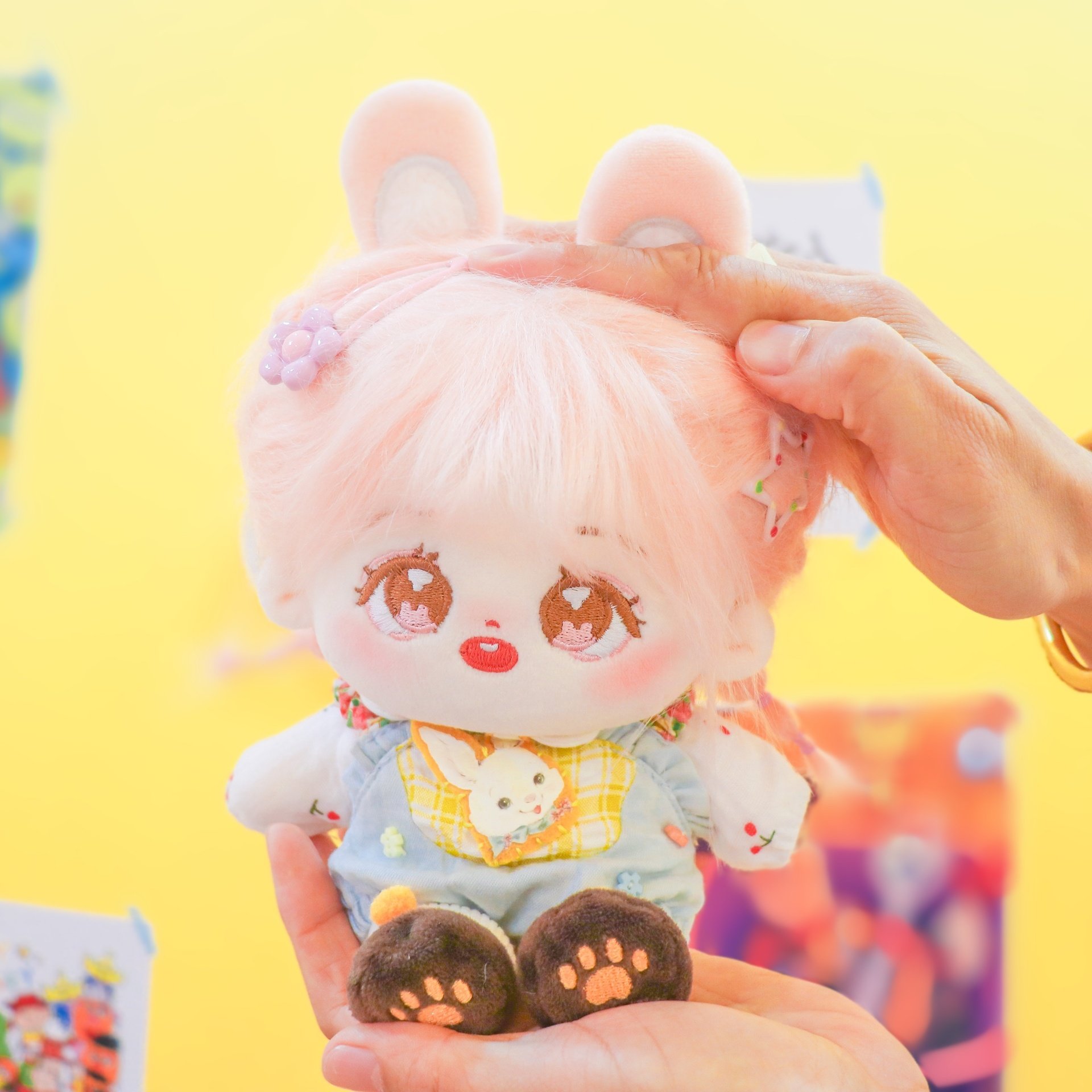 棉花娃娃20cm可爱樱花嘟嘟属性原创设计炸毛棉花娃娃