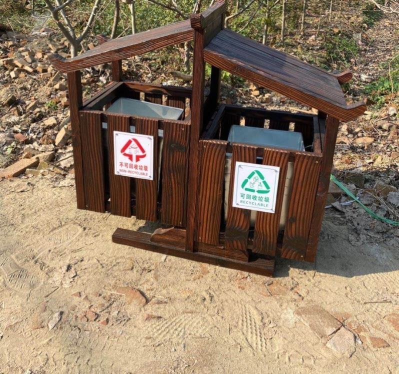 公园垃圾桶景区防腐旅游景点户外特色定制实木果皮箱垃圾筒