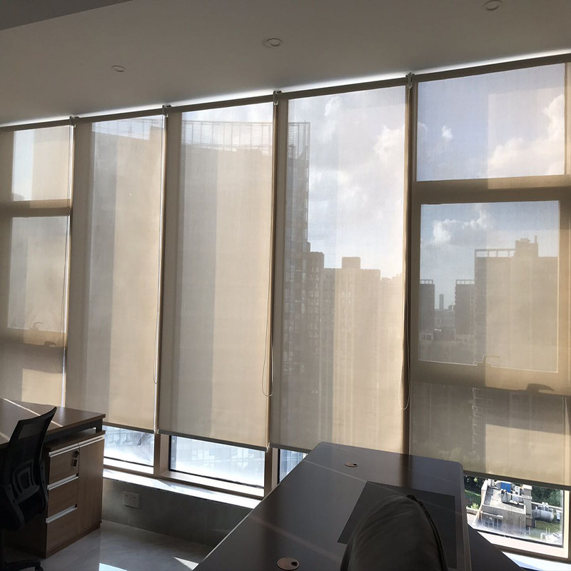 苏州阳光面料卷帘窗帘遮阳透景上下升降拉珠卷帘