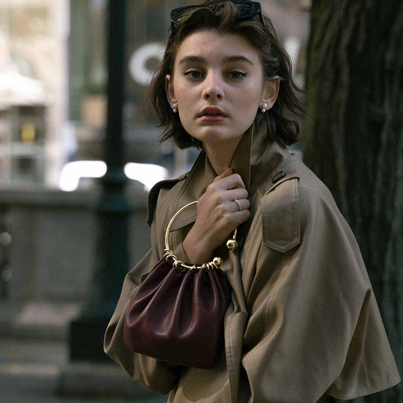 verafiedins圆环手提包牛皮风牛小众高端线百搭高级通用款女包