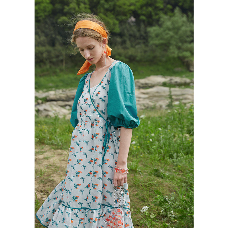 半圆裙子女装中长宽松原创泡泡新款夏季2021连衣裙