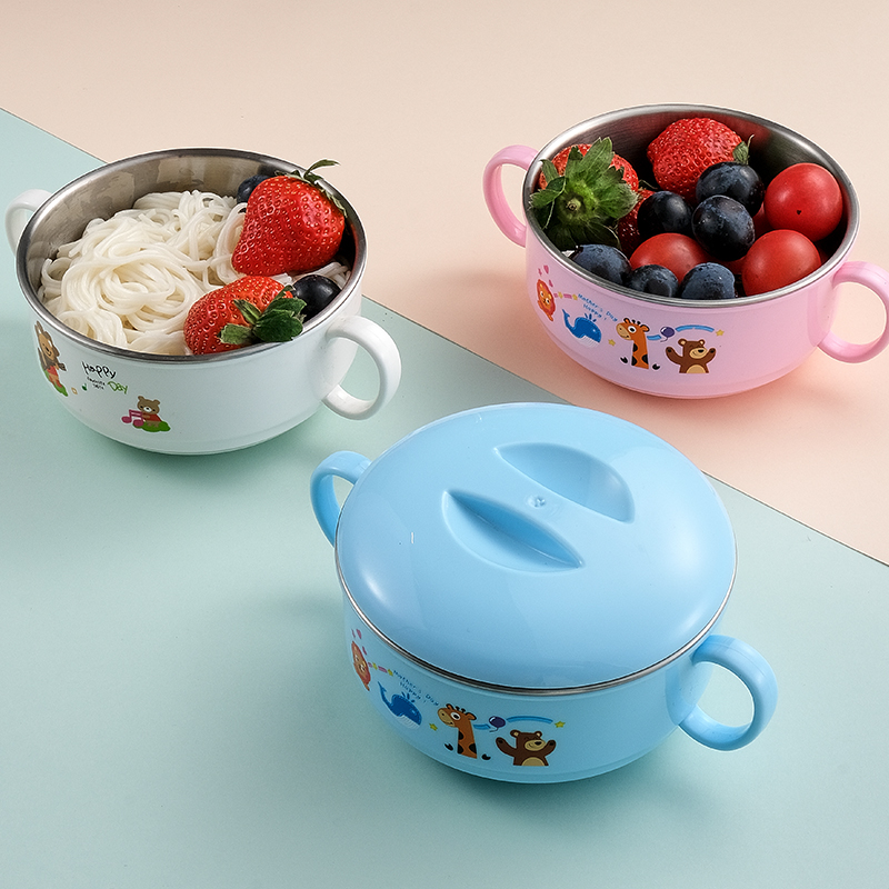 不锈钢餐具套装卡通儿童创意宝宝宝宝家家用双层碗