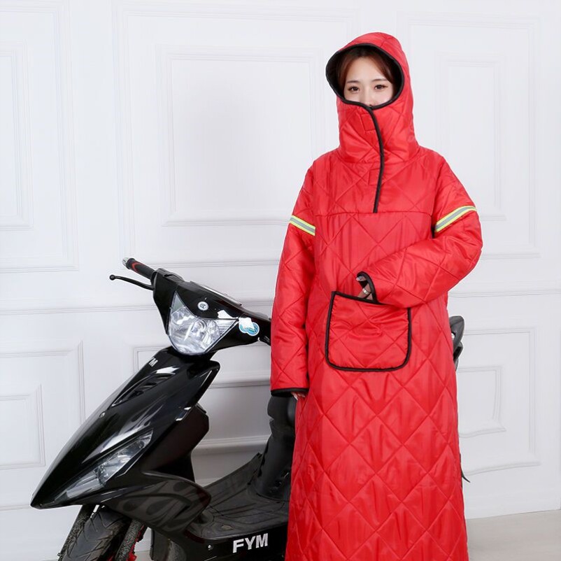 挡风穿在身上上的电动车冬季加厚电瓶车风衣保暖电动车挡风被