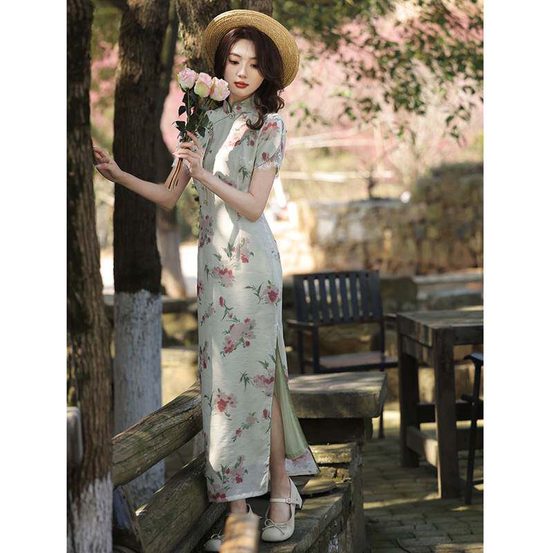 solenelara新式旗袍文艺小清新碎花日常改良年轻夏季旗袍