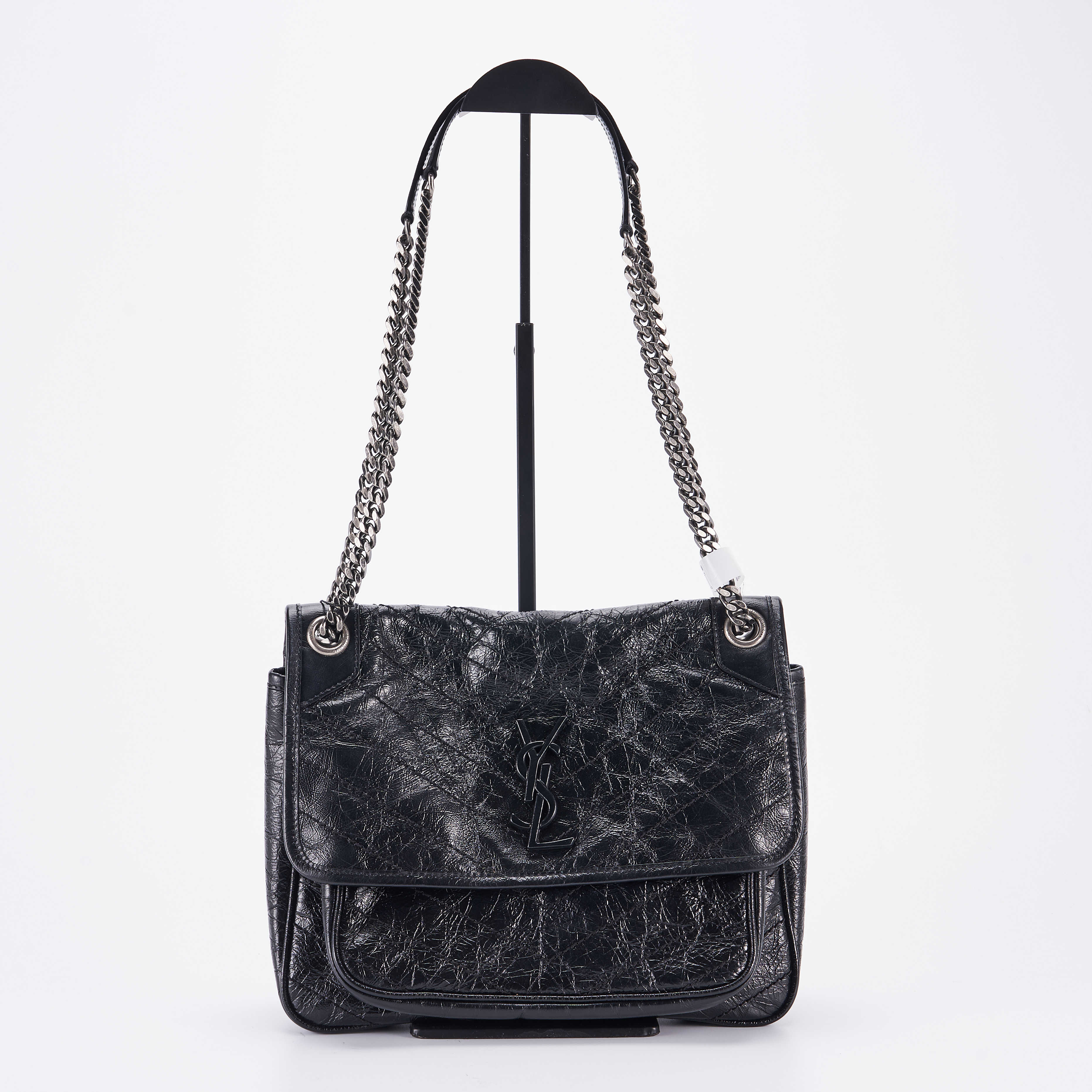 临时ysl圣罗兰niki黑色大号单肩公价17800女士包袋