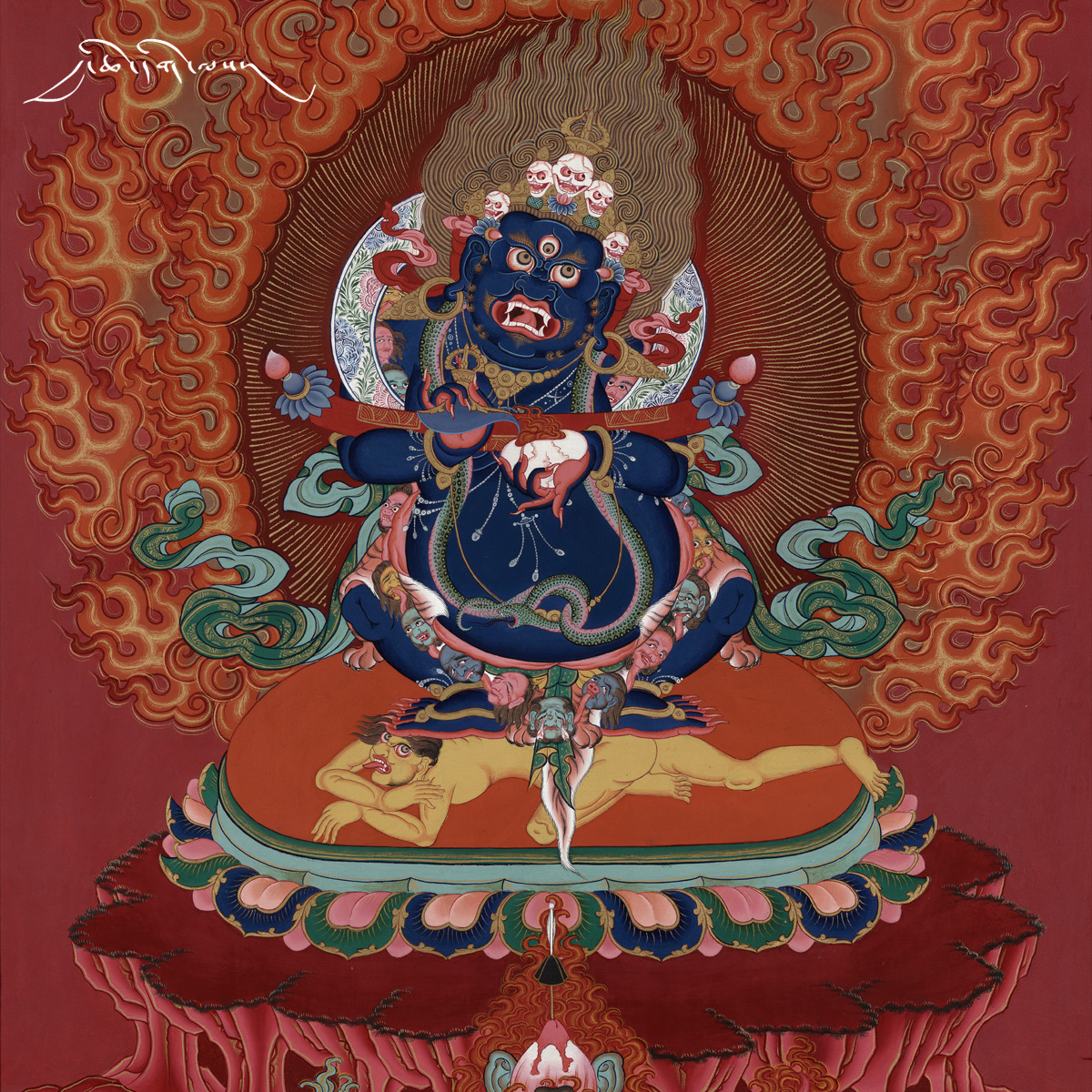 大千善缘藏传玛哈噶拉唐卡挂画西藏密宗客厅现代装饰画