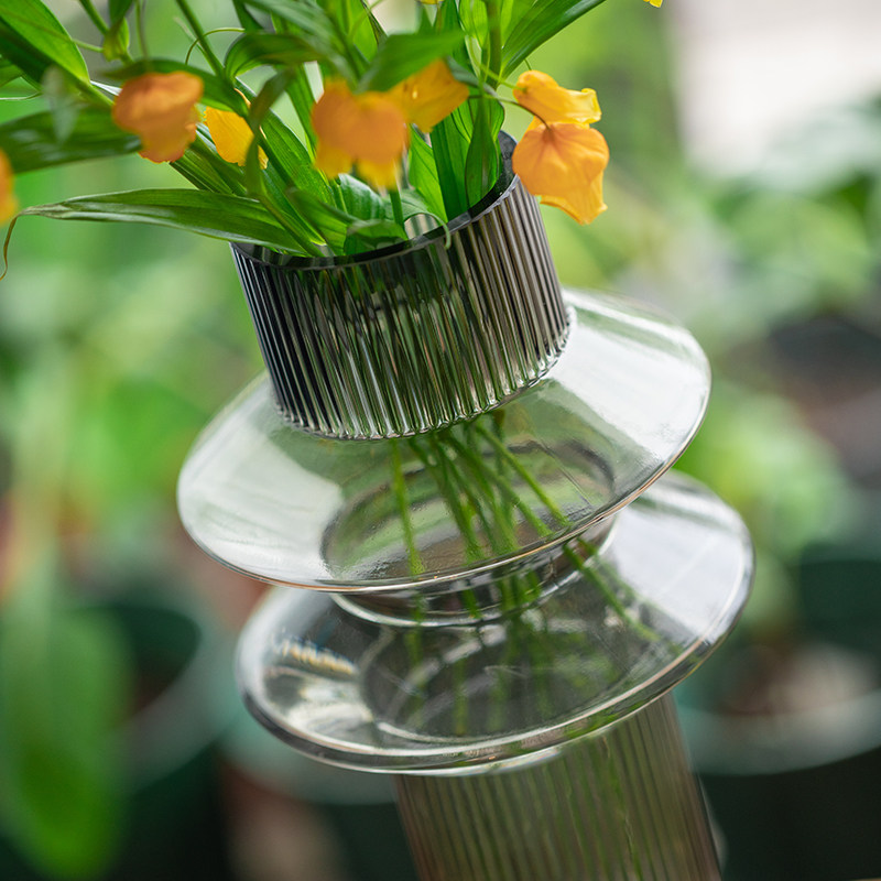 亦恩创意轻奢北欧几何吊钟玻璃花瓶摆件客厅花瓶