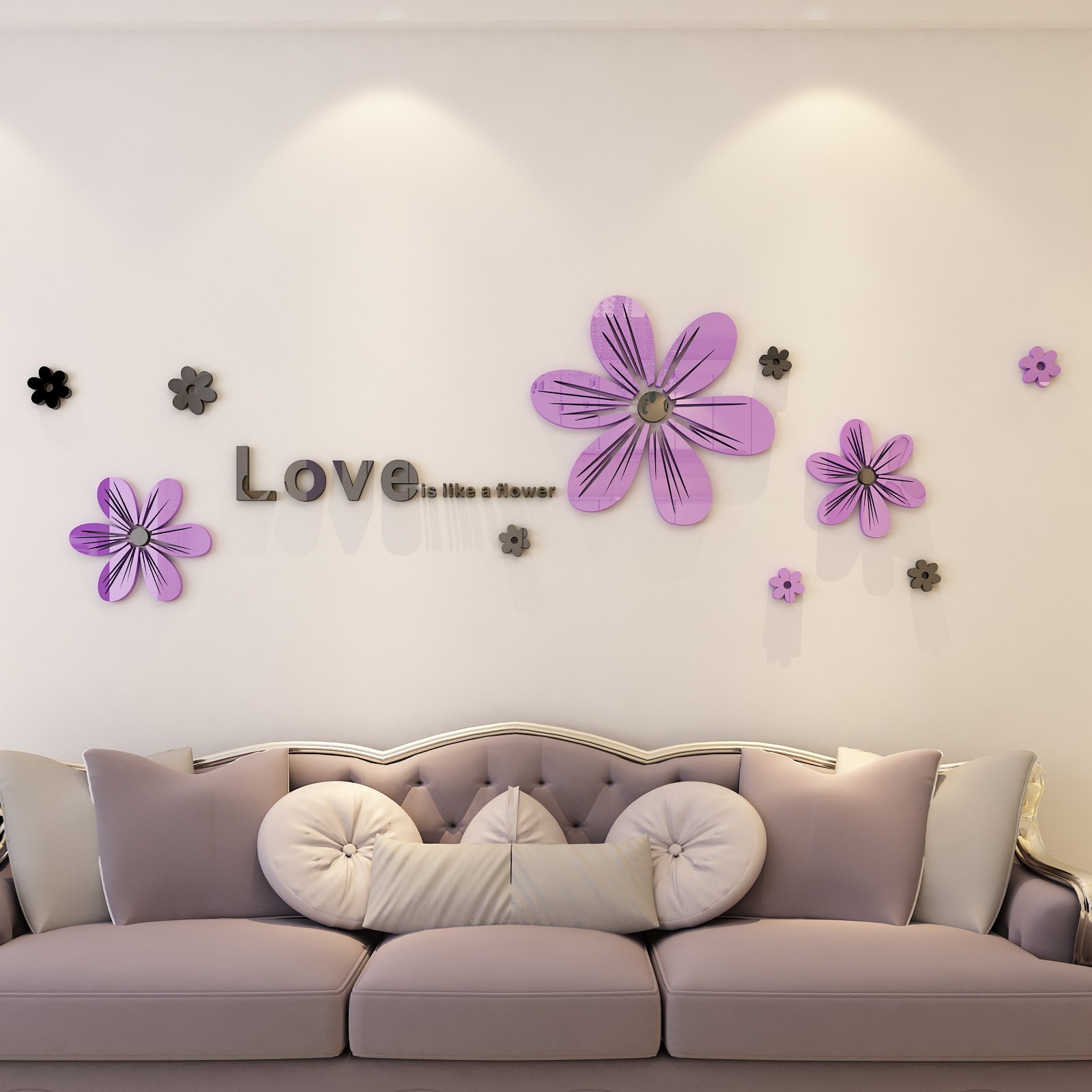 亚克力3d立体墙贴现代简约餐厅客厅卧室沙发电视背景装饰创意贴画￥15