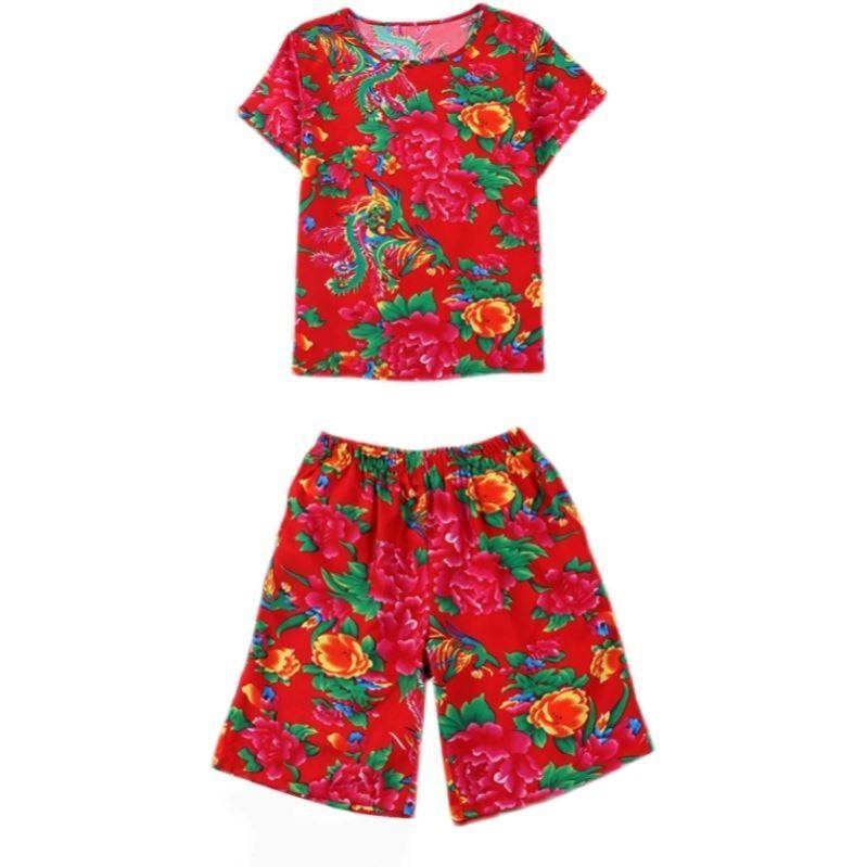 土气农村衣服女东北大花布村姑翠花演出姐妹装广场舞蹈秧歌套装v