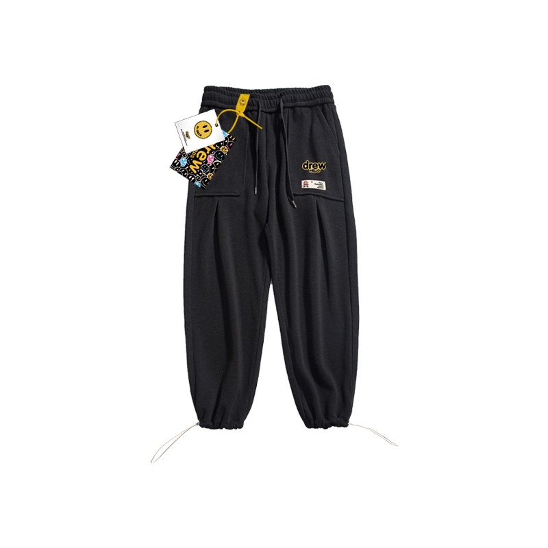 drewwtaps2021秋季新款男士笑脸长裤运动束脚抽绳休闲裤