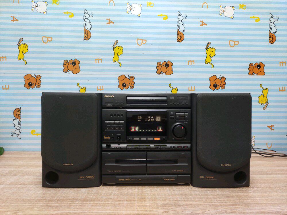 9成新爱华发烧组合音响单碟cd双卡座功能正常遥控器组合音响