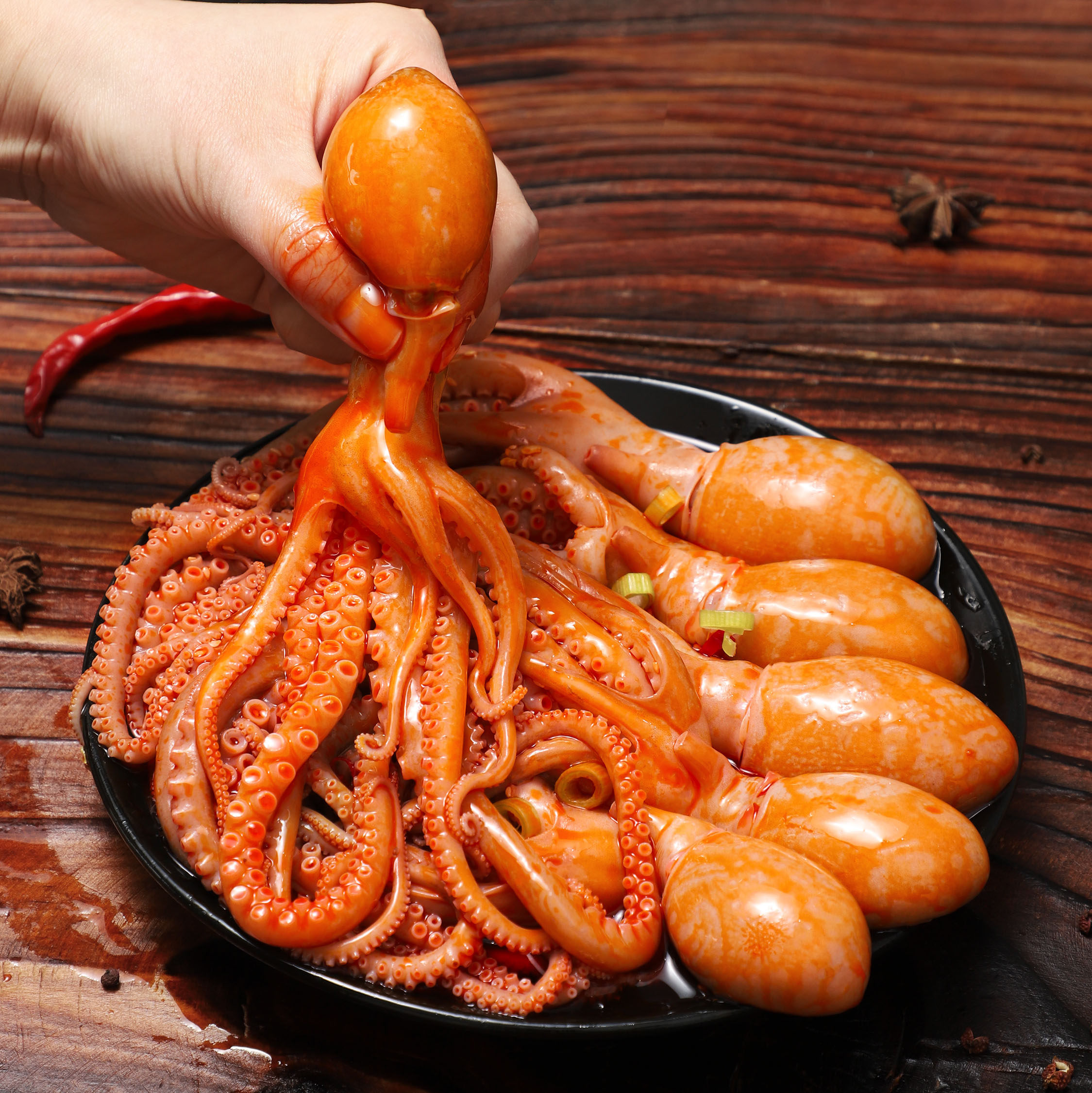 海鲜八爪鱼大爆头即食大米熟食麻辣小海罐装香辣冷冻章鱼