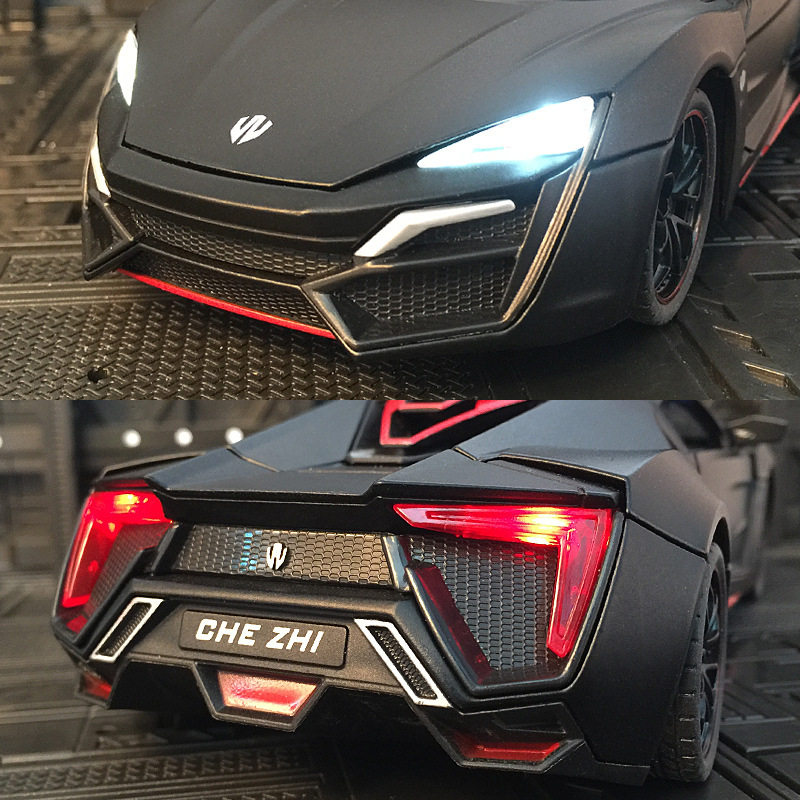 跑车车灯打开车门玩具车玩具小轿车模型车模莱肯车模