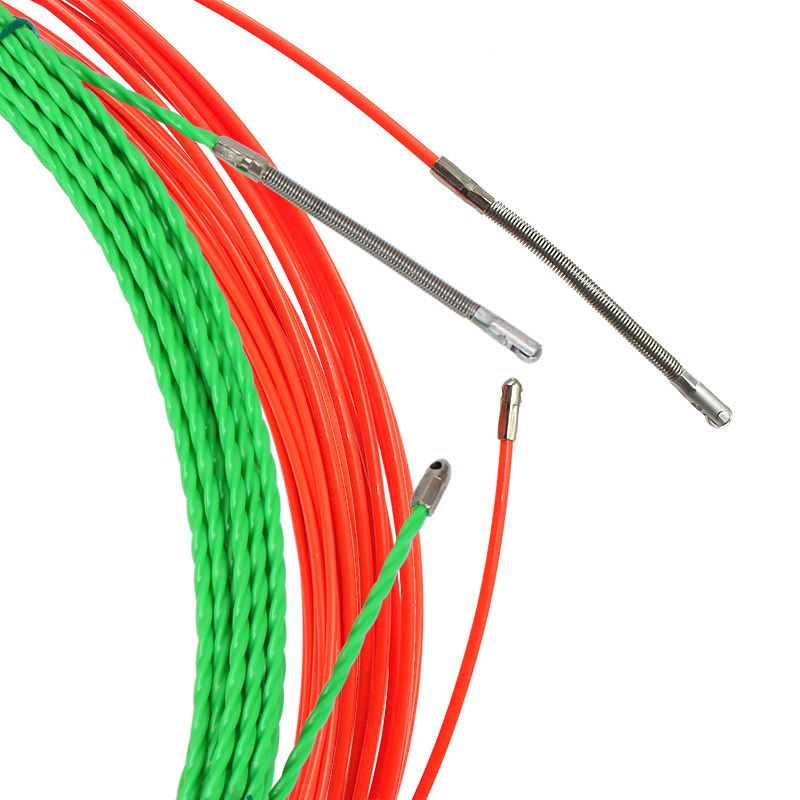 电工穿线器带滚轮头钢丝包胶塑料钢电线网线穿管器线槽引线器