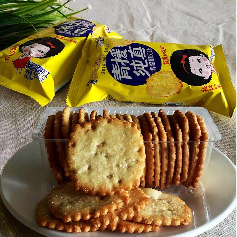 饼干青援糖粒白砂儿时薄片办公包办公纯真50g韧性饼干