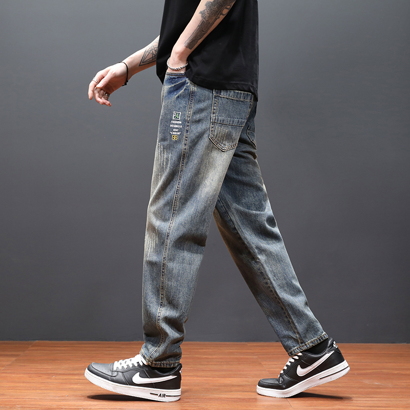 2022年四季新款牛仔裤男宽松直筒潮牌长裤韩版潮流百搭哈伦男裤子