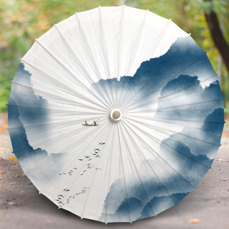 传统走秀跳舞国风中国防晒防雨流苏山水纸伞工艺伞
